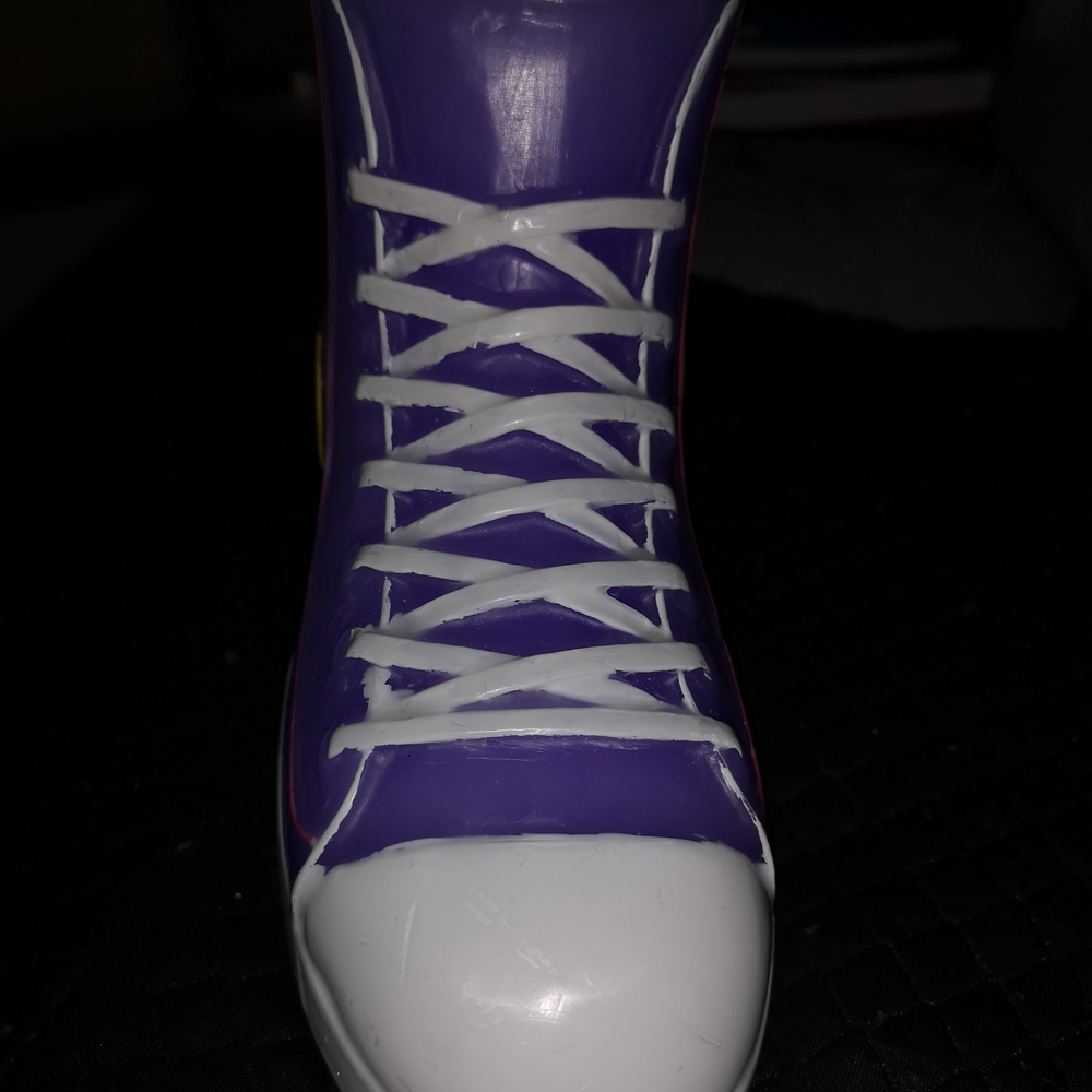 Purple and White High-Top Sneaker Candle